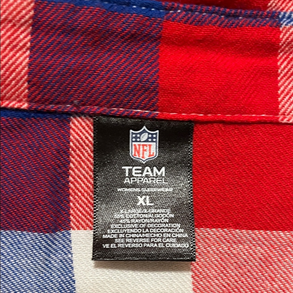 NFL Women’s Red and Blue Checkered Flannel Button Down Buffalo Bills Shirt XL - Picture 2 of 7